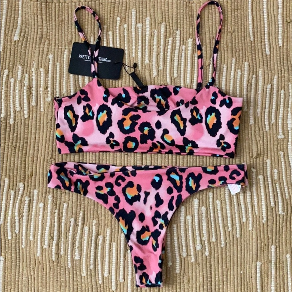 Pink/Green Cheetah Print Thong Bikini (Set)